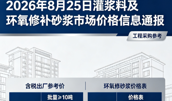 连平2026年8月25日灌浆料及环氧修补砂浆市场价格信息通报